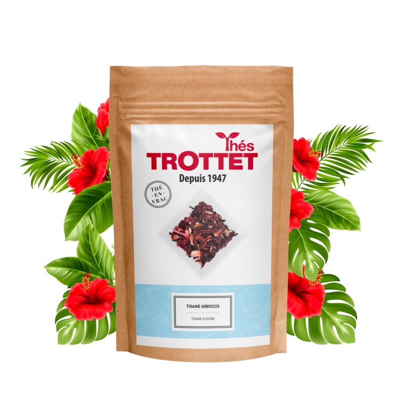 Tisane Hibiscus en vrac 100G - Cafés Trottet